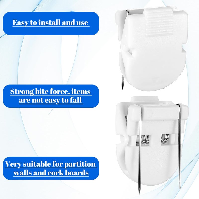 LIQWEI 12Pcs Cubicle Clips, Fabric Partition Panel Wall Clip Cubicle Accessories Office Photos Wall for Notes Memos Standard Size(White) - Image 3